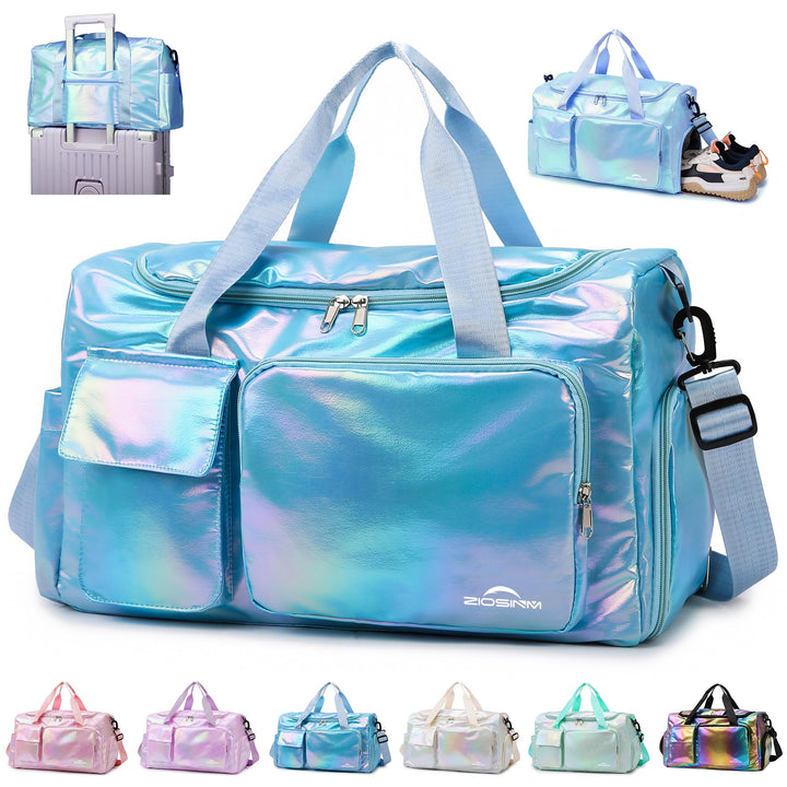 Sporttasche Damen mit Schuhfach und Nassfach, Reisetasche Damen Glitzer Gym Bag saunatasche Reisetas