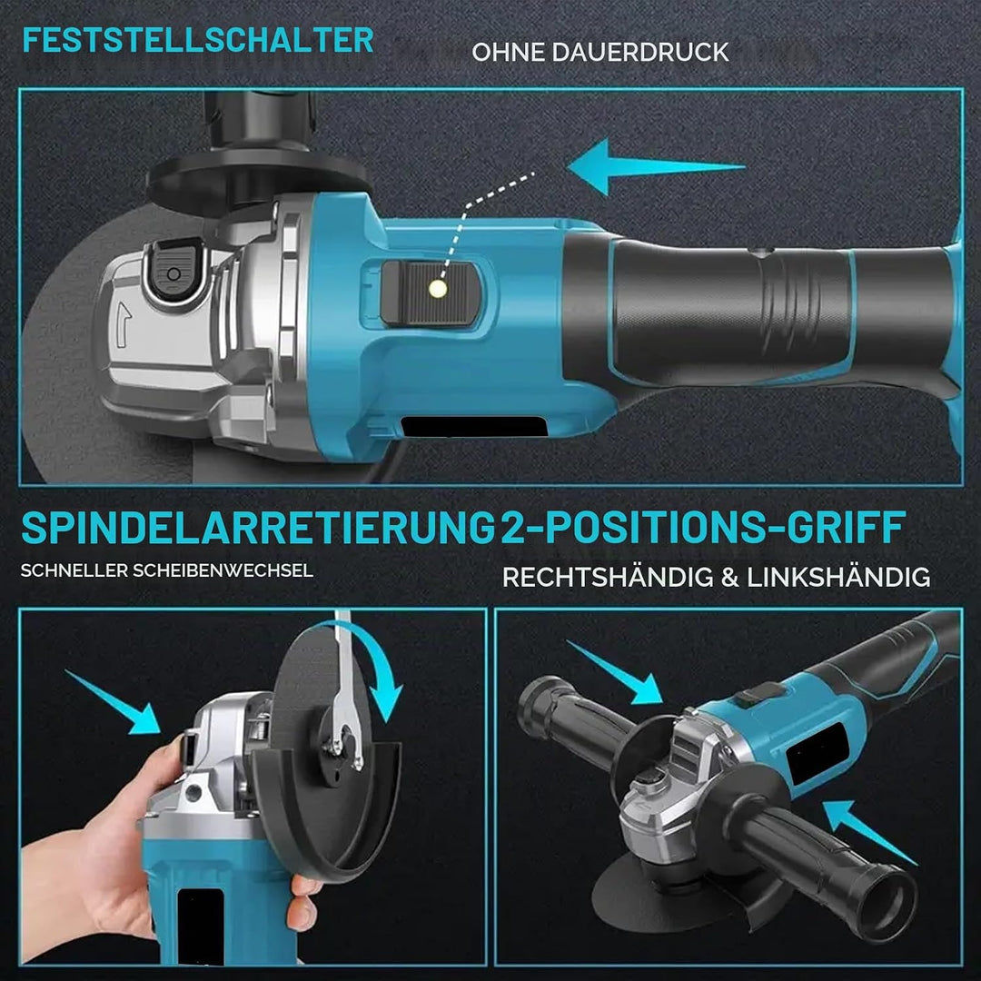 Akku Winkelschleifer 125mm, Kabelloser Trennschleifer mit 21V/7,5Ah Akku &amp; Ladegerät, 50mm Schnittti