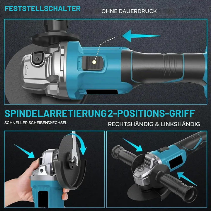 Akku Winkelschleifer 125mm, Kabelloser Trennschleifer mit 21V/7,5Ah Akku &amp; Ladegerät, 50mm Schnittti