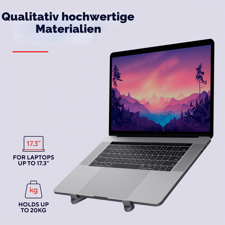 Trust Macy Faltbarer Laptop Ständer 17.3 Zoll, Aluminium Klappbarer Laptop Halter, In 7 Stufen Höhen