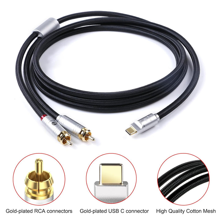 JIB Audiophile USB C auf Cinch Audio Kabel,Type C auf 2 RCA Stereo Adapterkabel kompatibel mit HUAWE