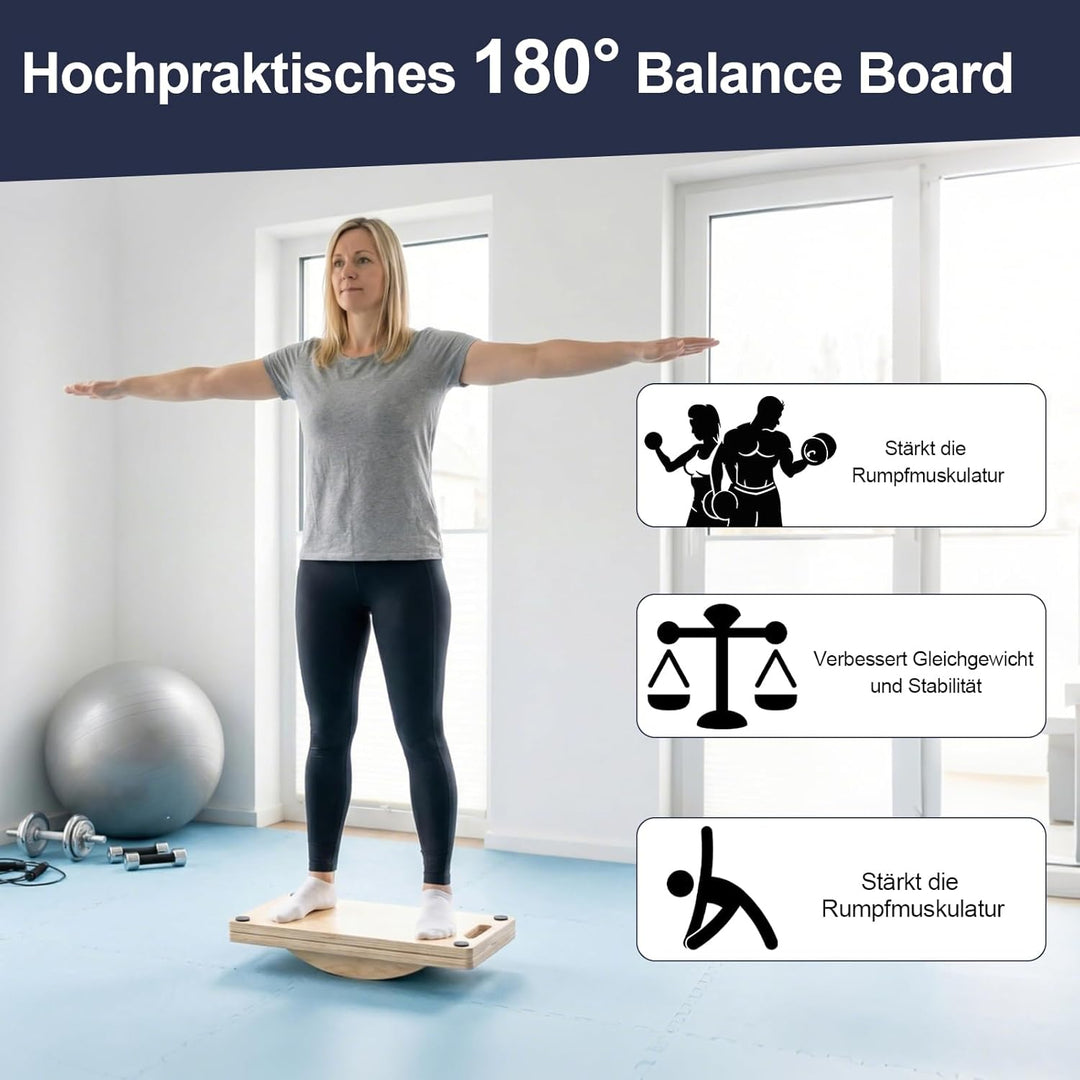 Wadendehner Schrägbrett aus Holz, 3 in 1 Stretch Board Balance Board mit 5 Winkeln und Tragegriff, K