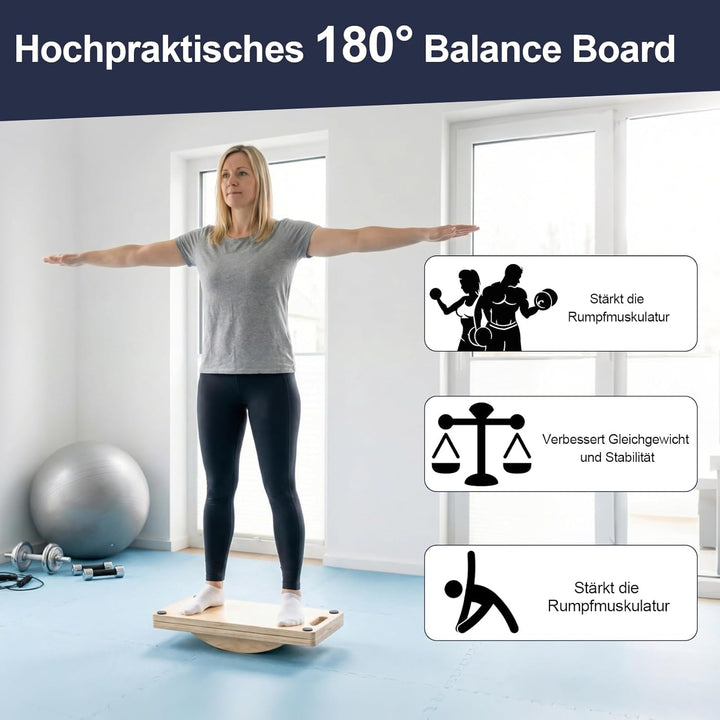 Wadendehner Schrägbrett aus Holz, 3 in 1 Stretch Board Balance Board mit 5 Winkeln und Tragegriff, K