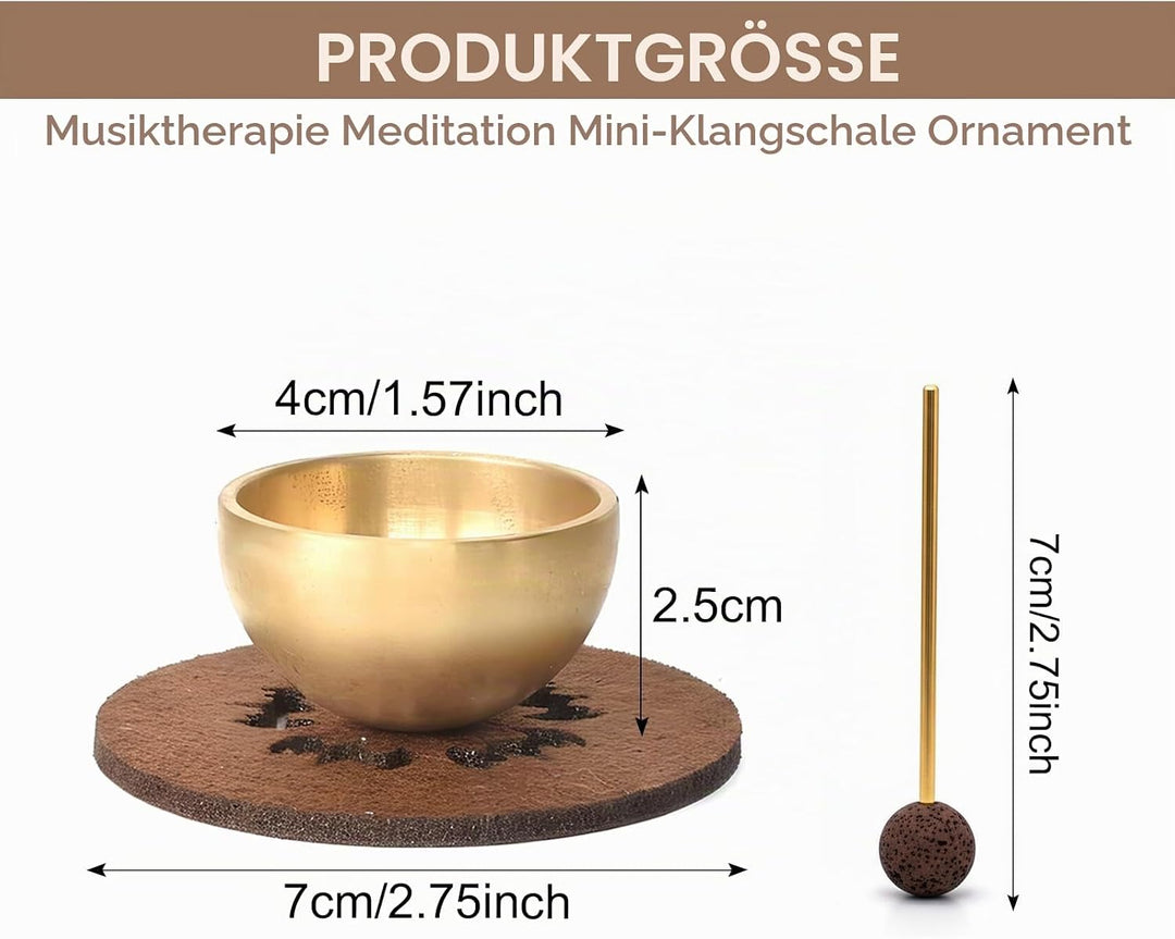 Tibetisches Klangschalen 3 Stück Mini Klangschale Set Tragbar Klangschalen-Set mit Schlägel und Kiss