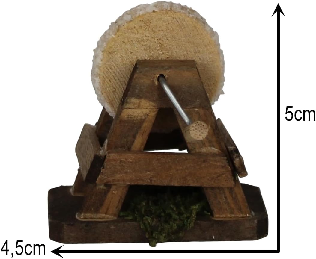 ZICOM Krippenzubehör Schleifstein 4,5x3x5cm Holz – Detaillierter Miniatur-Schleifstein für Krippen