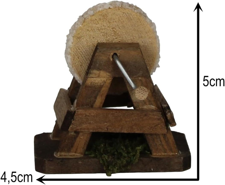 ZICOM Krippenzubehör Schleifstein 4,5x3x5cm Holz – Detaillierter Miniatur-Schleifstein für Krippen