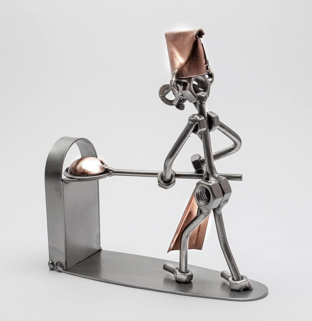 STEEMO Schraubenmännchen Bäcker Bäckerei, Deko-Geschenk, Stahl, Silbergrau, 17x6x18 cm