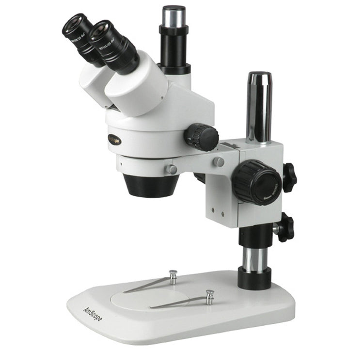 AmScope SM-1TNZ Trinokulares Industrielle Inspektion Zoom-Stereomikroskop, 3.5X-90X, Weiss