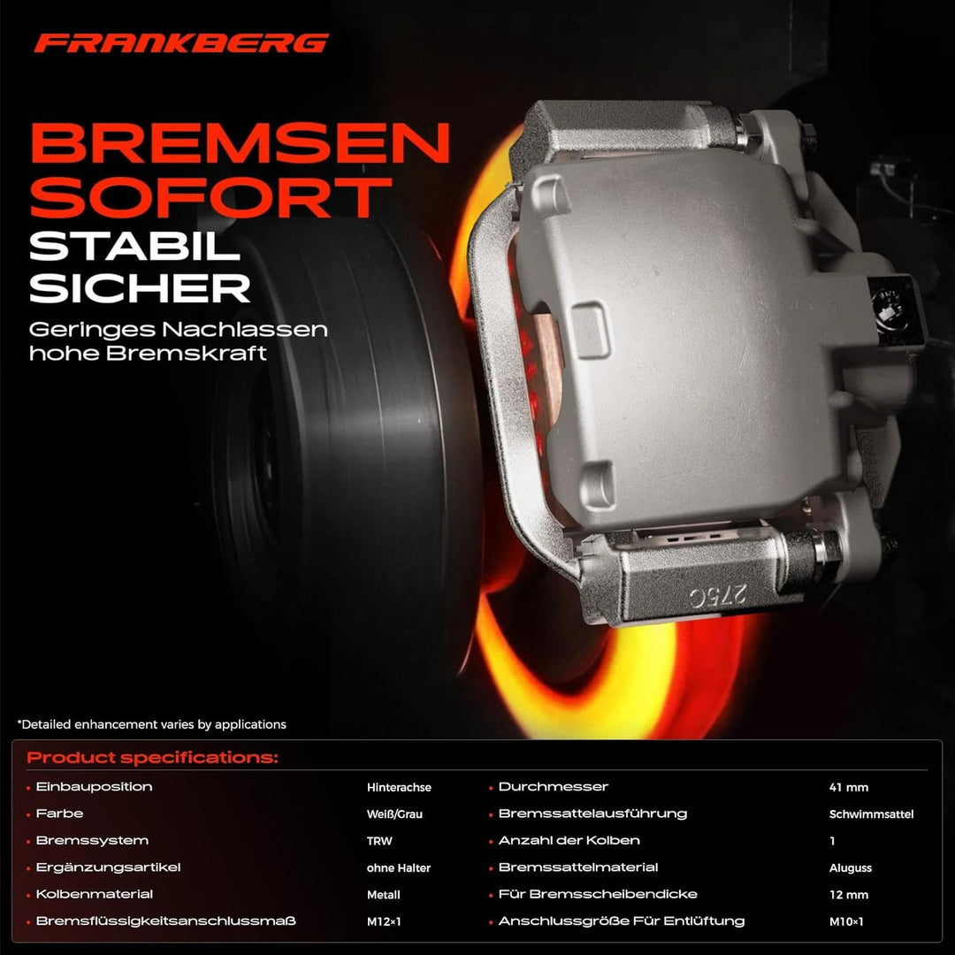 Frankberg 2x Bremssattel Bremszange Hinten Kompatibel mit A3 2003-2013 Octavia II 2004-2009 Golf V 2