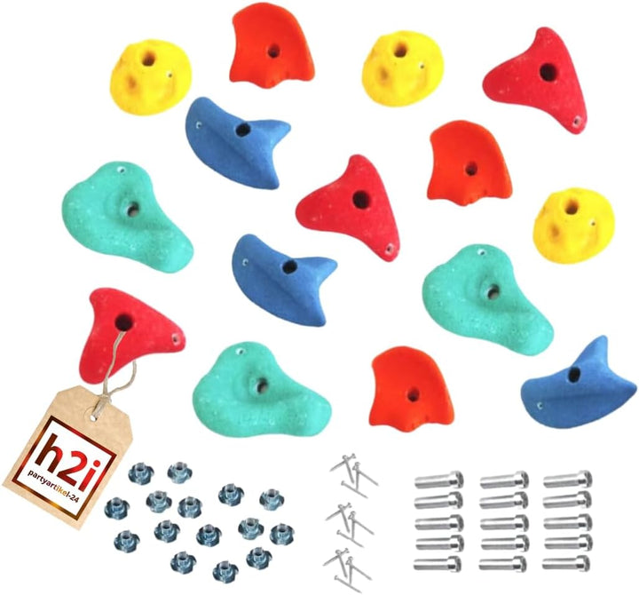 h2i Klettergriffe Kinder & Erwachsene | Klettersteine inkl. Befestigungsmaterial | Bunte Bouldergrif