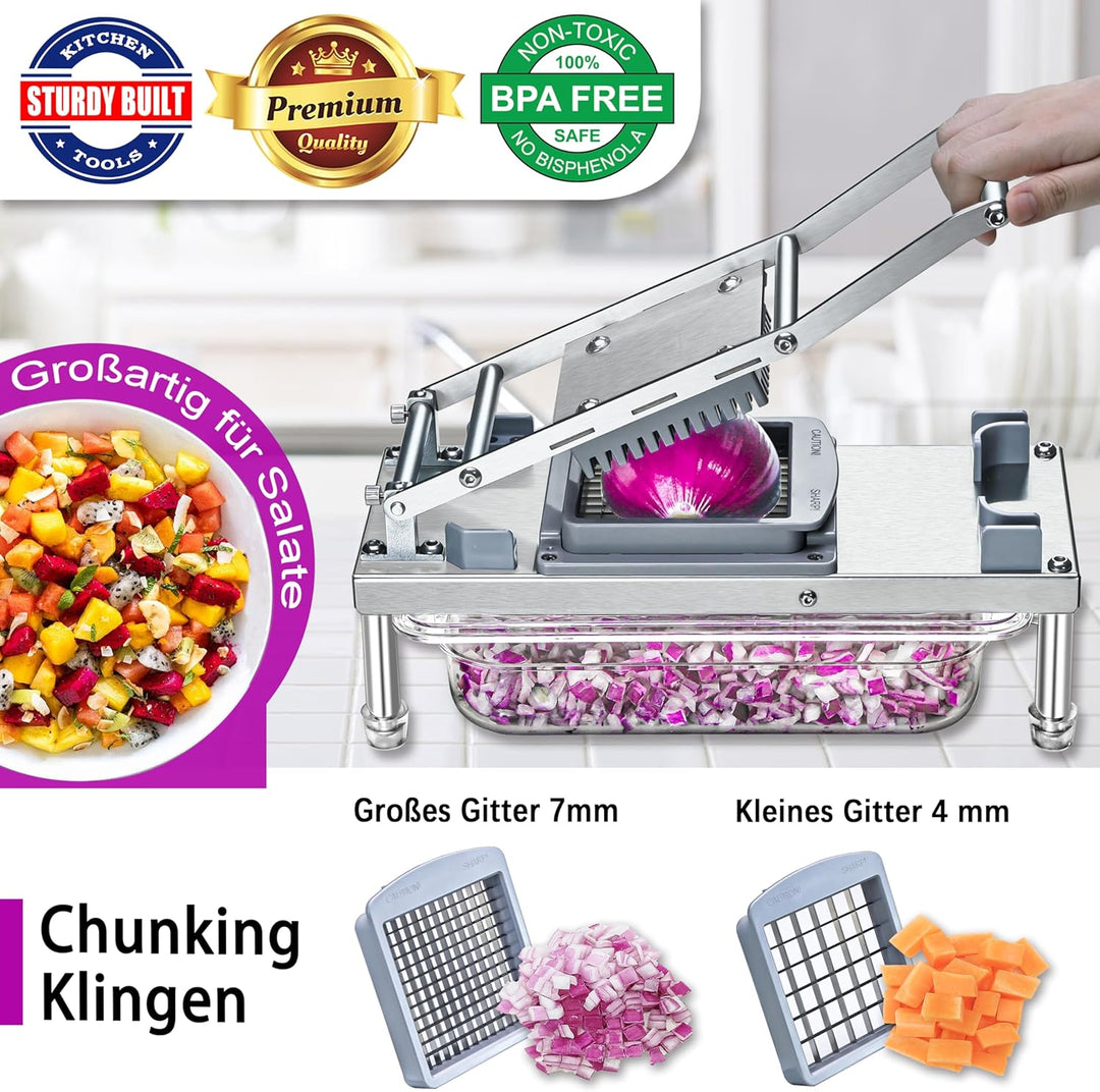 Gemüseschneider, Gemüsehobel mit 8 Klingen, Zwiebelschneider mit Behälter, Pro All-in-1 Lebensmittel