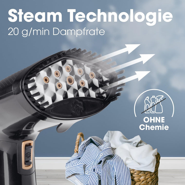CLEANmaxx Dampfglätter für Kleidung | Mit 2in1 Funktion - glättet & frischt Klamotten auf | Kompakte
