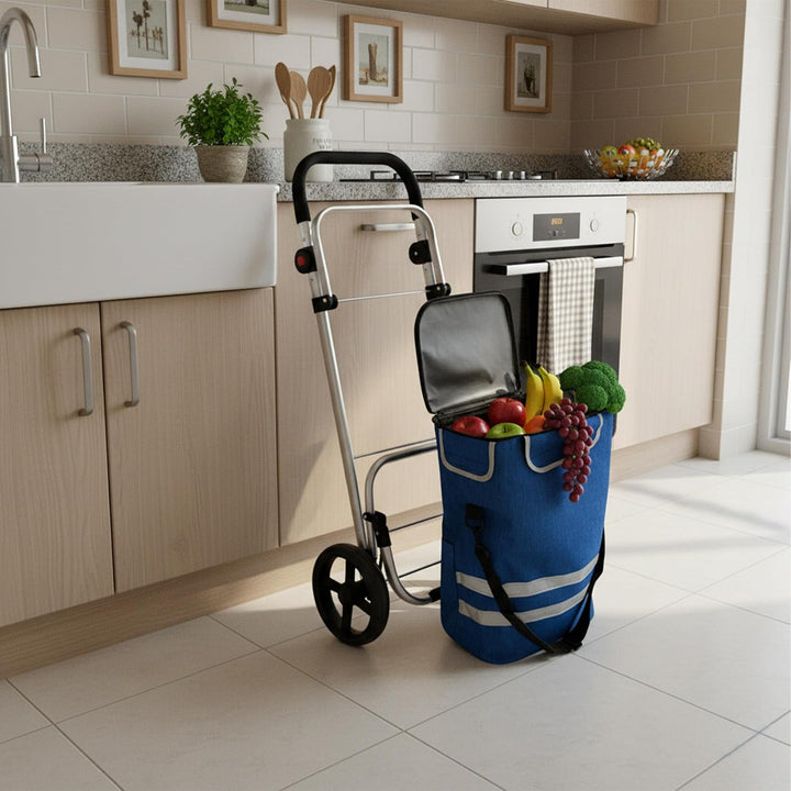 Relaxdays Einkaufstrolley, 2 grosse Räder, Kühlfach, abnehmbare Tasche, 45 l, bis 35 kg, Einkaufswag