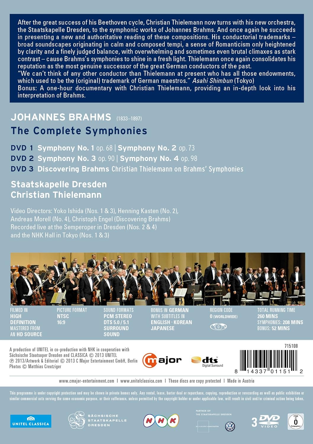 Brahms: Sämtliche Sinfonien (Thielemann / Staatskapelle Dresden), DVD