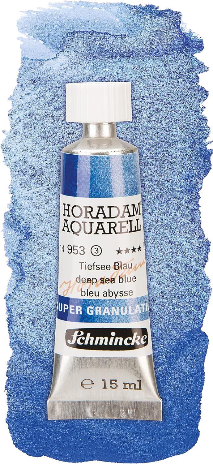 Schmincke – HORADAM® AQUARELL, Super Granulation Set Tiefsee, 5 x 15 ml-Tuben, 74 841 097, Holzkaste
