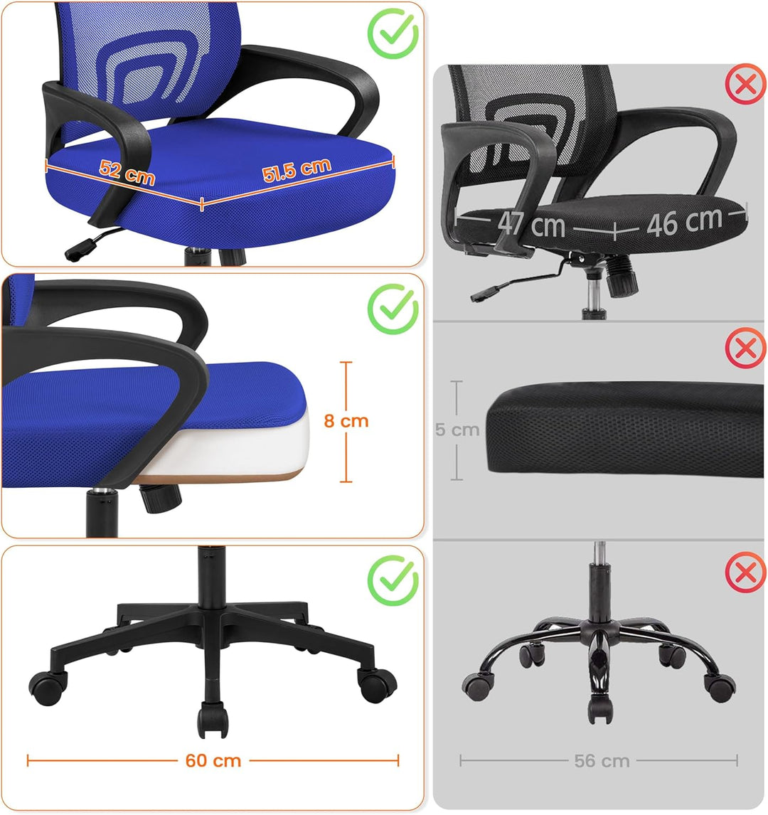 Yaheetech Bürostuhl Ergonomischer Schreibtischstuhl Drehstuhl höhenverstellbar Mesh Chefsessel mit N