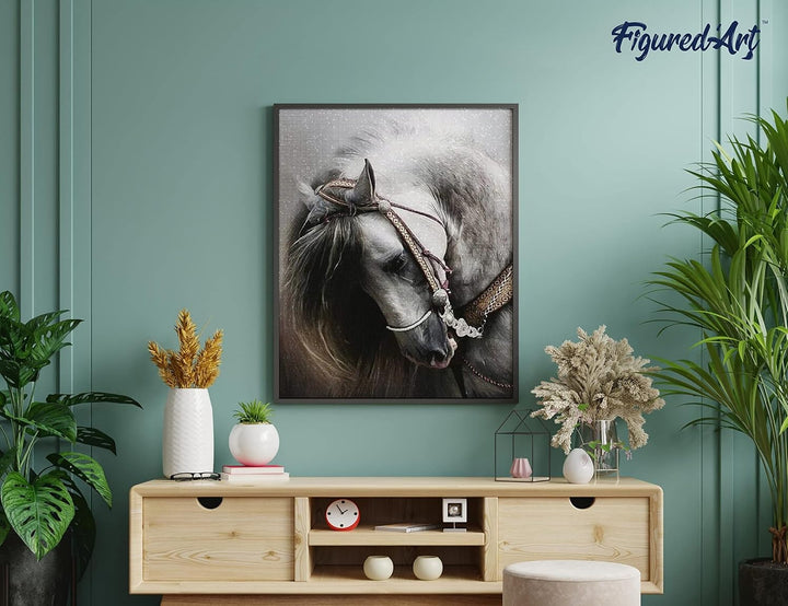 Figured'Art Diamond Painting Erwachsene 40x50cm Ganze Leinwand gerollt Grosses Pferd 5D Bilder Eckig