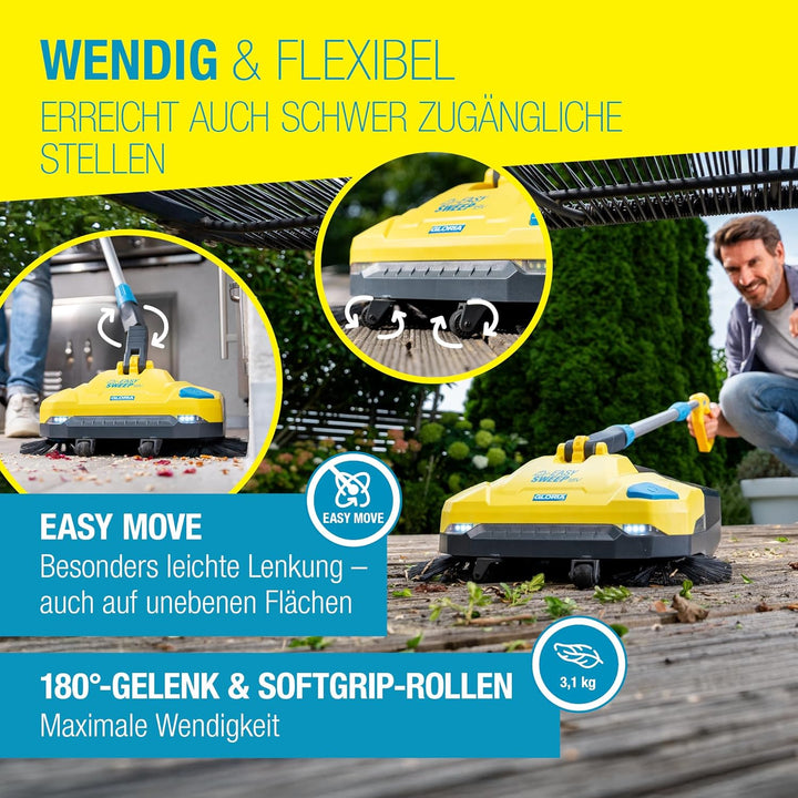 GLORIA Akku-Kehrmaschine EasySweep 18V | Elektrischer Akkubesen & Kehrbesen für Indoor & Outdoor | E
