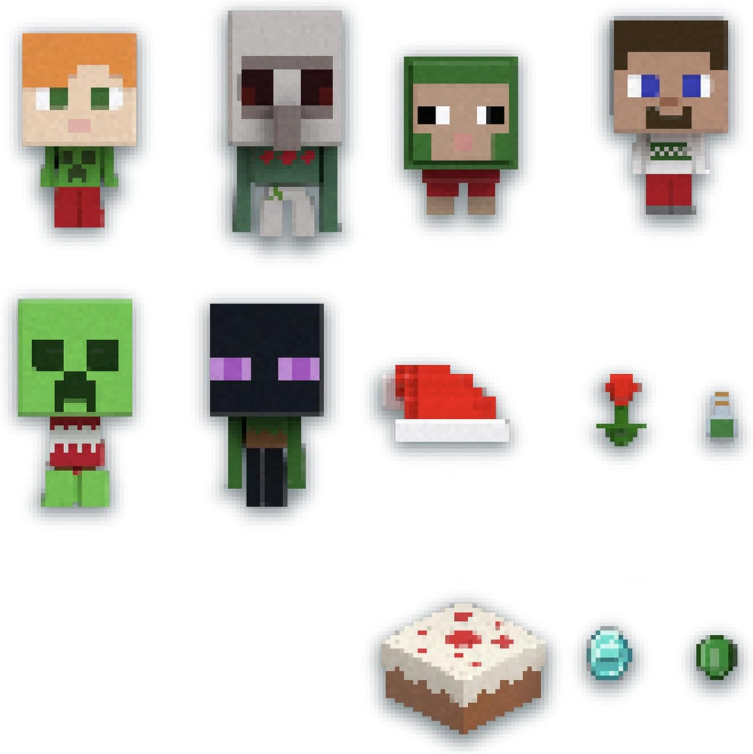MINECRAFT Mob Heads Adventskalender - 24 Überraschungen mit Steve, Mobs und Zubehör im verpixelten L