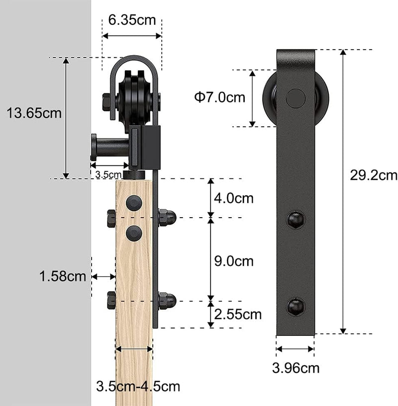 Schiebetürbeschlag Set 6.6FT/200 cm Schiebetür Kit Hängeschiene Schiebetürsystem Barn Door Hardware