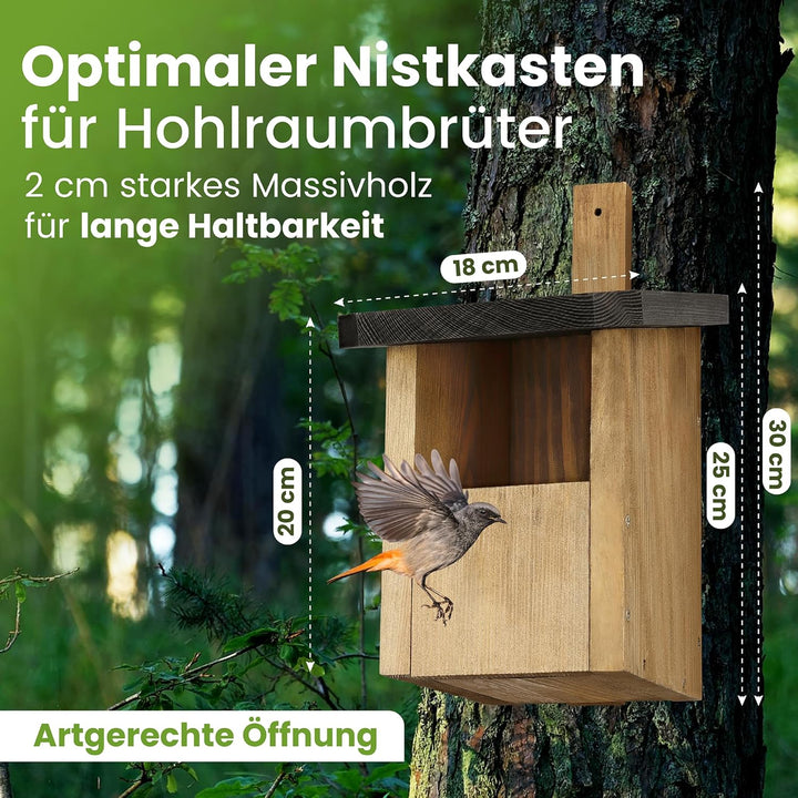 Halbhöhle Nistkasten für Rotkehlchen &amp; Co. | Wetterfest &amp; Massives Holz | Vogelhaus für Nischenbrüte