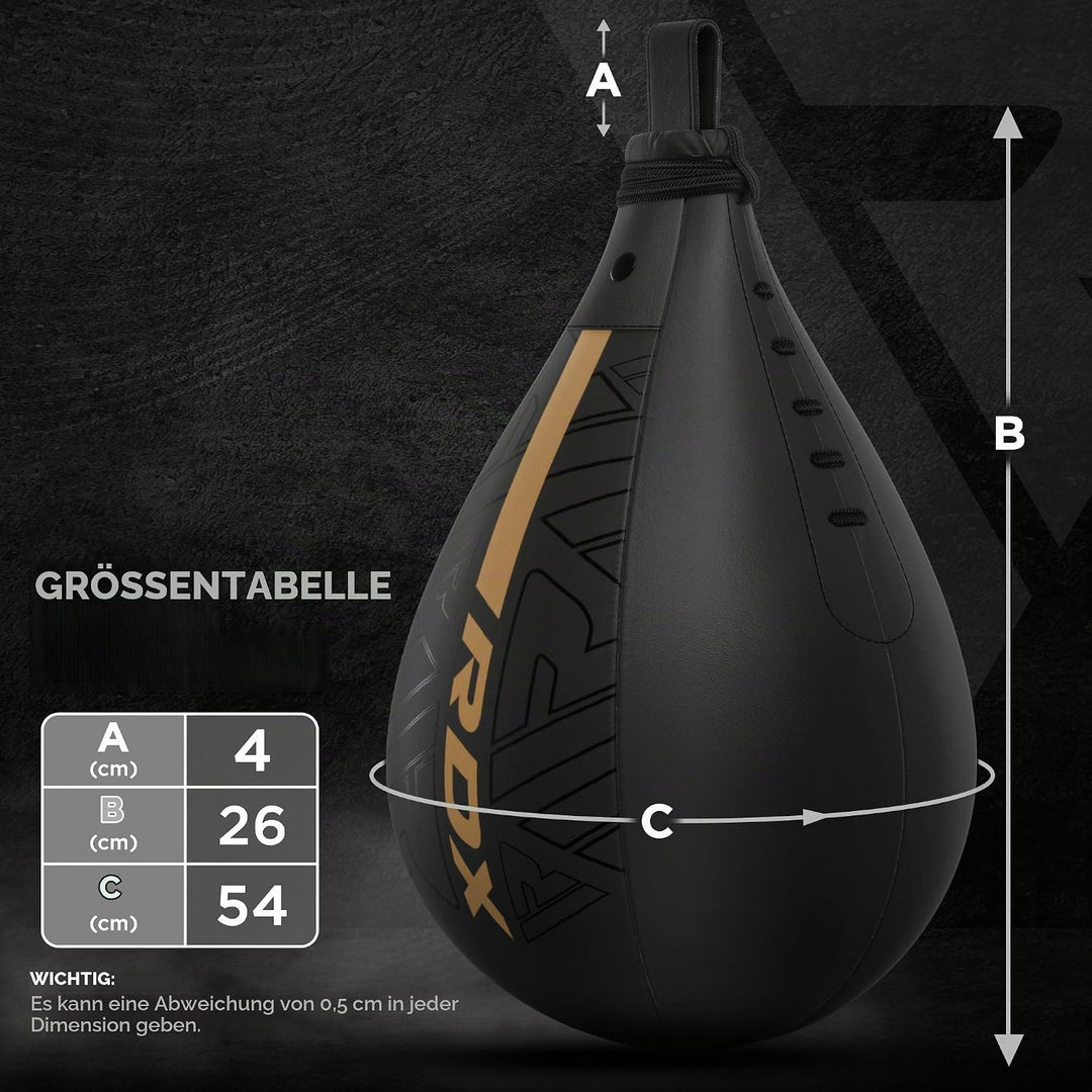 RDX Boxbirne Maya Hide Leder Set, Speedball Hängend Mit Halterung, Punchingball Boxing Speed Bag, Ge