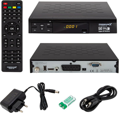 PremiumX Satelliten-Receiver HD 520SE FTA Digital SAT TV Receiver DVB-S2 FullHD HDMI SCART 2X USB Mu