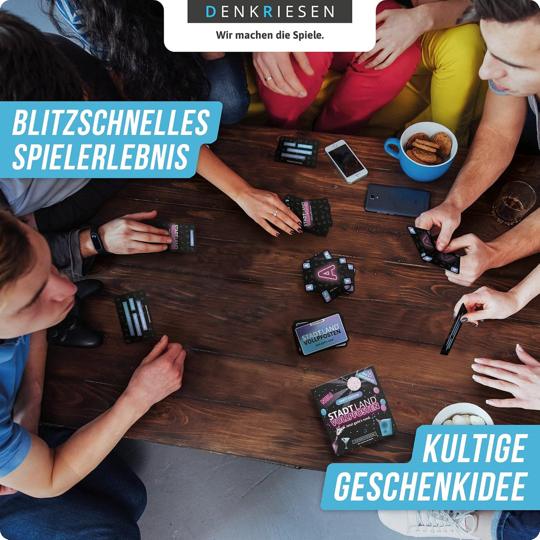DENKRIESEN - Stadt Land VOLLPFOSTEN® – Das Kartenspiel – Party Edition Jetzt geht&