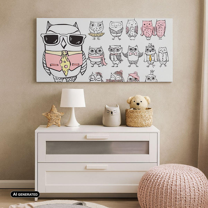 Panorama Bilder auf Leinwand Eule Spass Junge fröhlich Leinwandbild 90x30cm Wandbilder Dekoration Wo