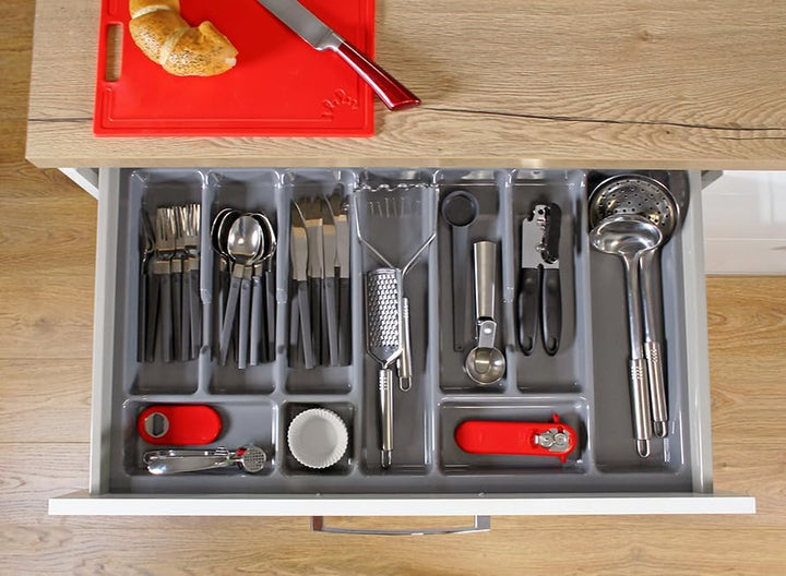 Besteckkasten für Schubladen 80cm - Besteckeinsatz - Praktisch Schubladen Ordnungssystem - Besteckei