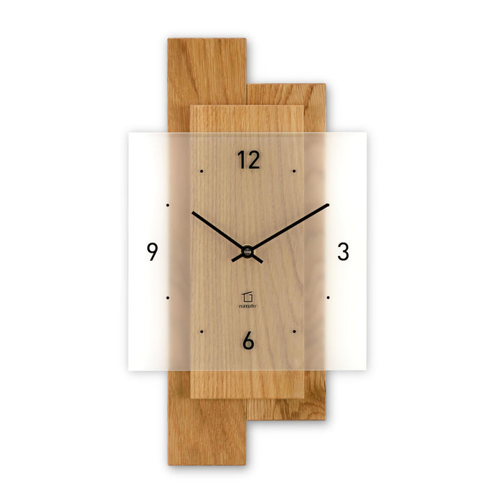 Funkuhr Wanduhr Holz Eichwald Massivholz Eiche Mineralglas (Eiche geölt Funk) Wanduhr Eiche Geölt Fu