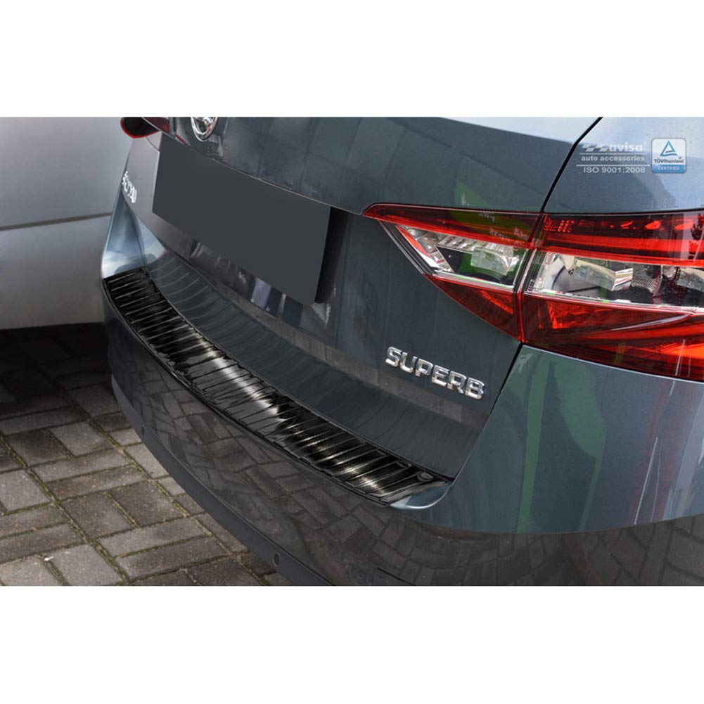 Schwarz Edelstahl Heckstossstangenschutz kompatibel mit Skoda Superb III Combi 2015-2019 & Facelift
