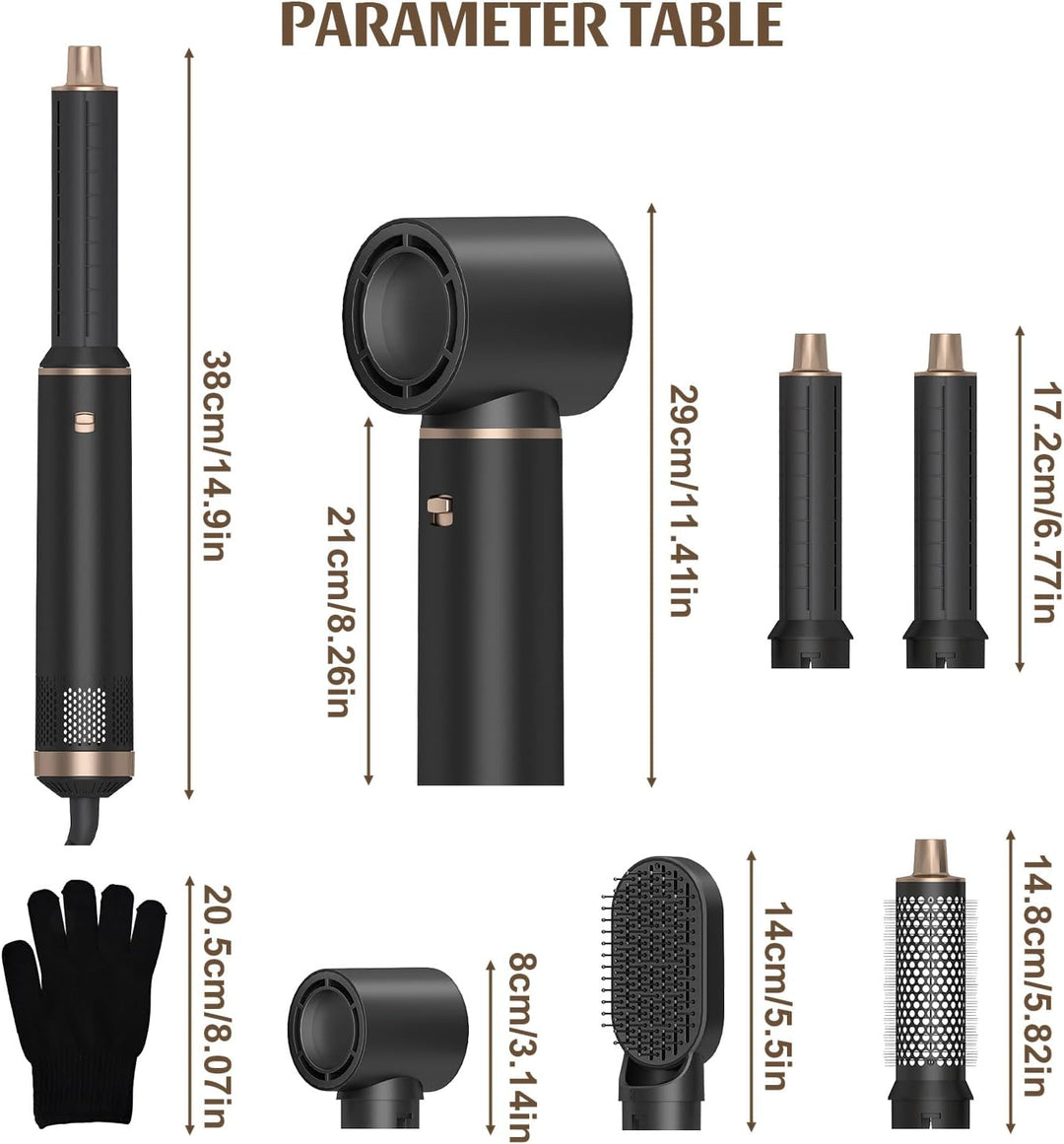 Hairstyler 5 in 1, Professioneller Haarstyler, Airstyler Set mit Auto Lockenstäbe, Föhn Ionen, Wärme