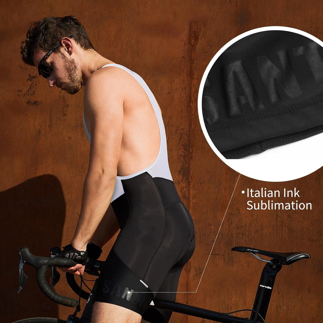 Santic Trägerhose Fahrrad Herren Kurz Sitzpolster Bib Shorts Hosen Rennrad Gepolstert Radlerhose Pol