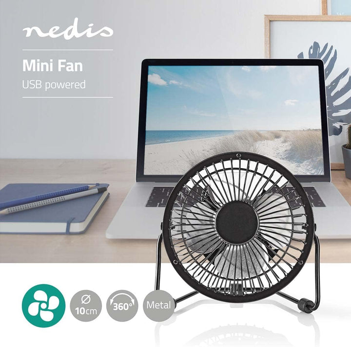 Nedis Mini-Ventilator aus Metall, 10 cm Durchmesser, Futter