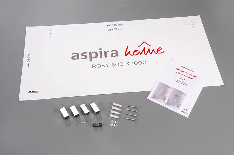 Aspira Home Moderner Design Badheizkörper „Rosy“ - Chrom - Mittelanschluss 1/2“ - 500x1000mm - Handt