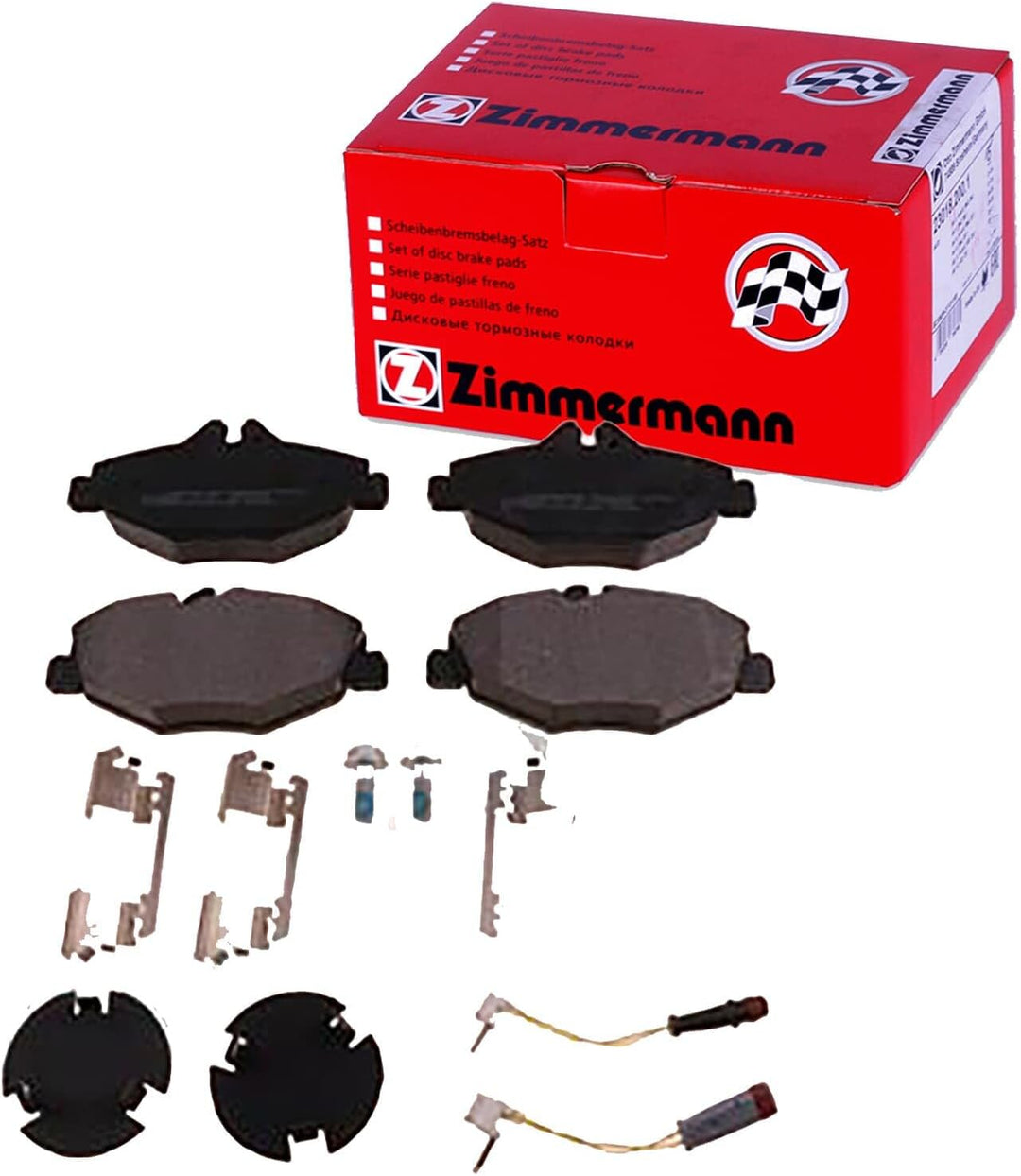 ZIMMERMANN 23743.200.2 Serie Bremsbeläge, vorne, 2 Sensoren, inklusive Platte dämpfend, inklusive Zu