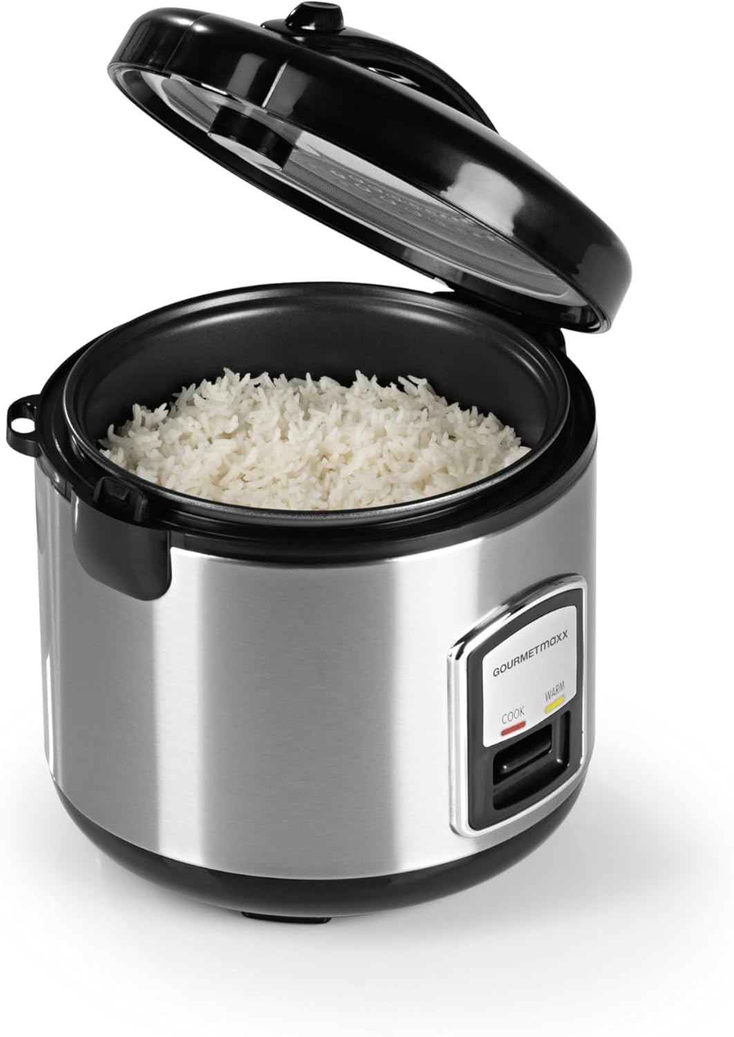 GOURMETmaxx Kompakt-Reiskocher & Dampfgarer, 1L, inkl. Dampfeinsatz, Gartopf, Reislöffel & Messbeche
