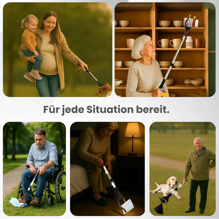 [75-111cm] Greifzange für Senioren, Greifer mit Aluminium Teleskop Stange für individuelle Einstellu