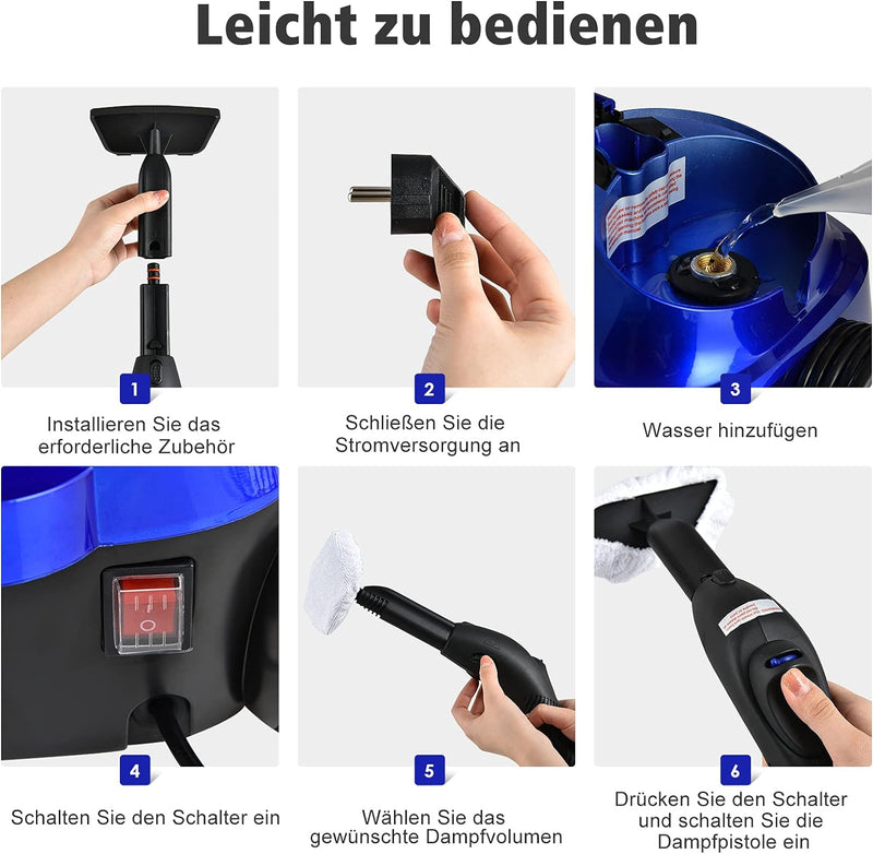 COSTWAY Dampfreiniger mit 19 Zubehörteilen, Bodendampfreiniger für Teppiche, Fussböden, Fenster und