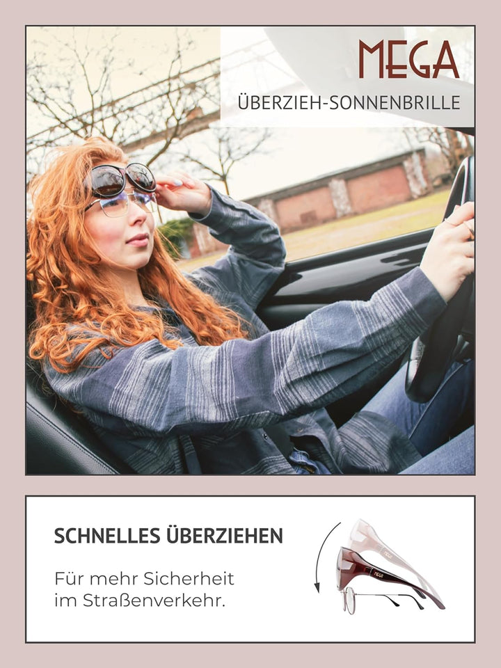 ActiveSol Überzieh-Sonnenbrille Mega | Grosse Überziehbrille für Brillenräger | polarisiert Braun, B