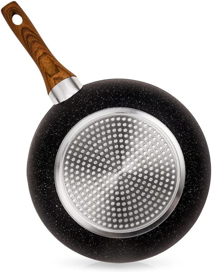 NAVA Wok aus Aluminium, antihaftbeschichtet, für Induktion, Holzgriff, Durchmesser 28 cm