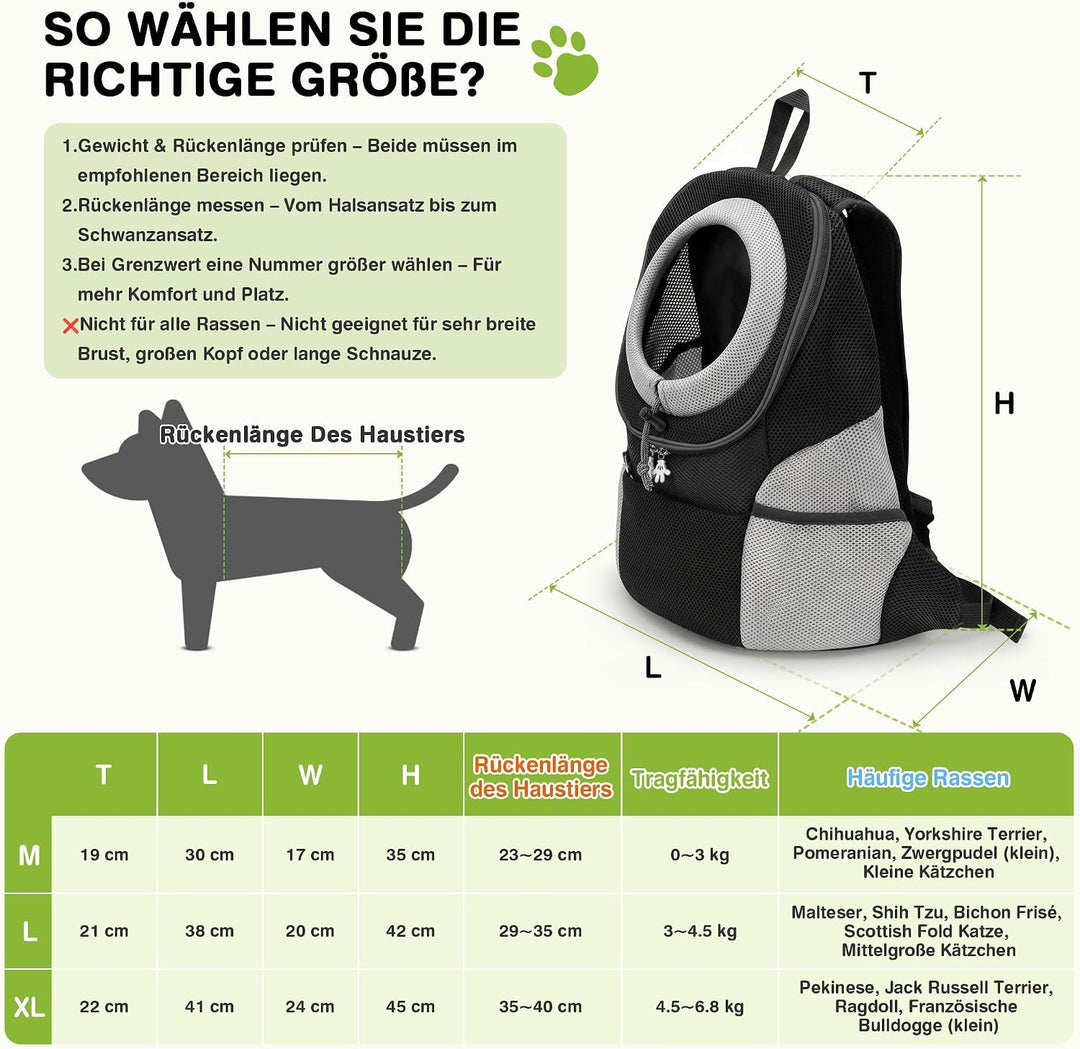 ALLSOPETS Hunderucksack, Tragbarer Haustierträger für Kleine Hunde und Katzen, Fahrrad- und Motorrad