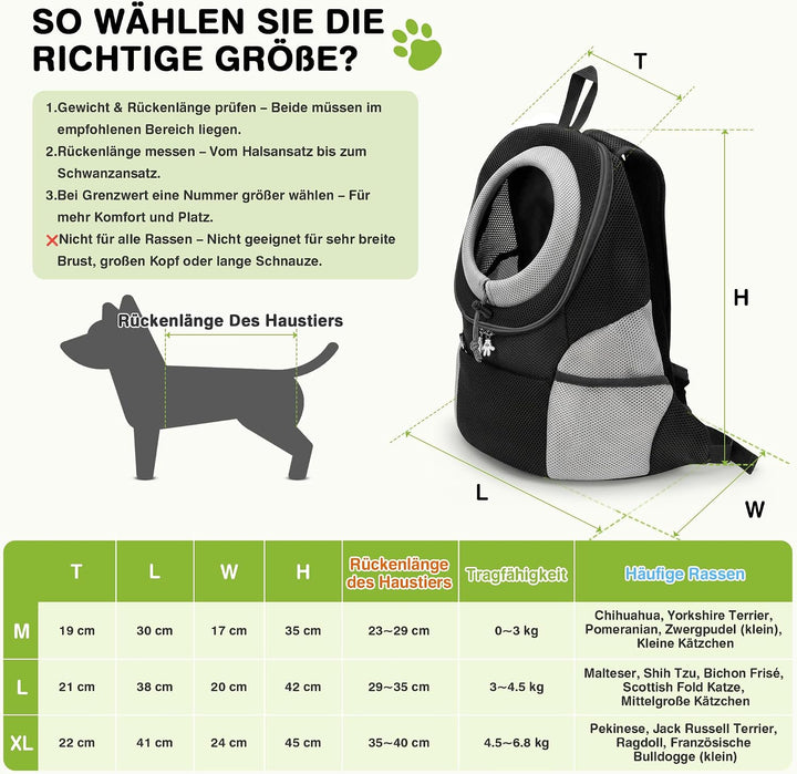 ALLSOPETS Hunderucksack, Tragbarer Haustierträger für Kleine Hunde und Katzen, Fahrrad- und Motorrad