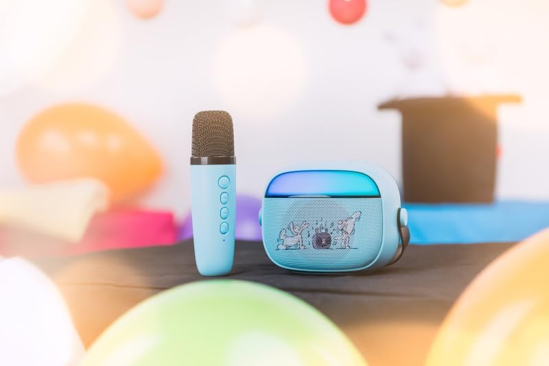 GOGEN Party Kinder Bluetooth‑Lautsprecher mit Mikrofon I Licht‑ & Stimmeffekte I 3.2W I Akku 5Std.I
