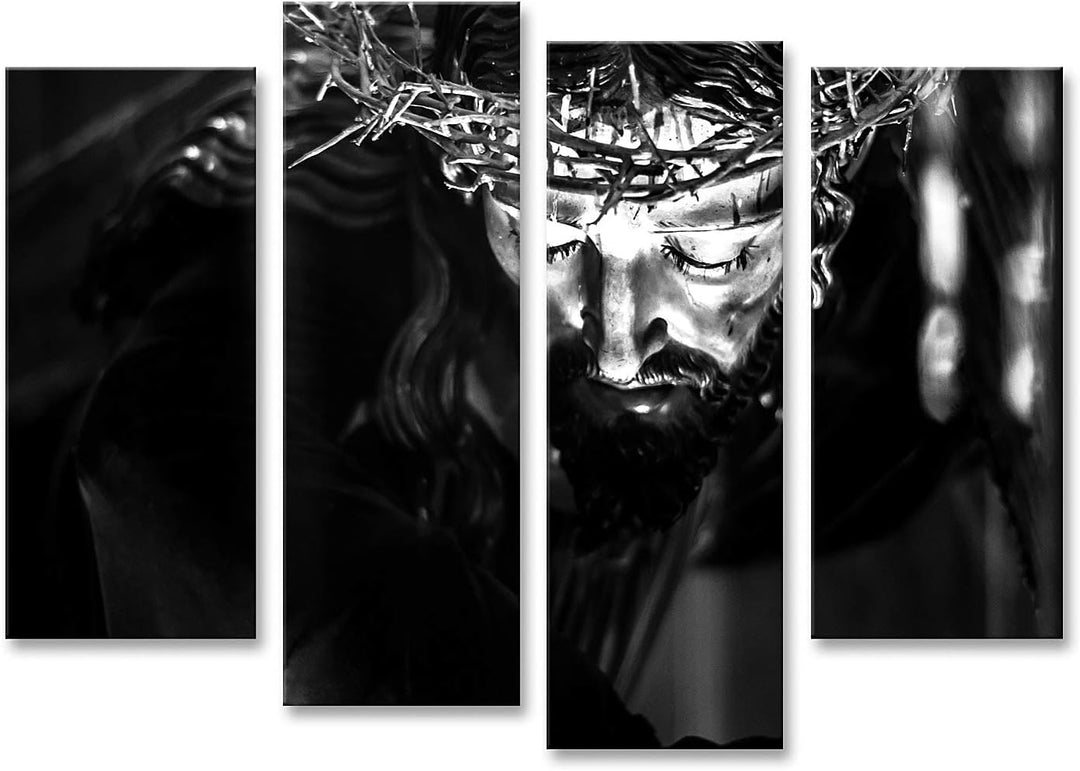 islandburner Bild auf Leinwand Jesus Christus Schwarz Weiss Bilder Wandbilder Poster Leinwand 130x80