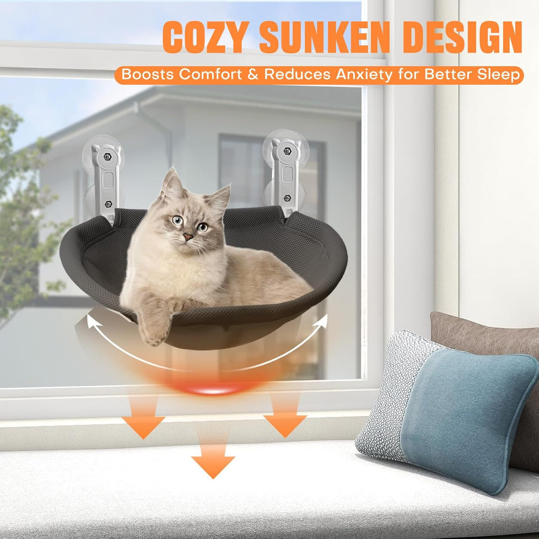 Homegroove Katzenfenster-Sitzplatz, 45 x 30 Zentimeter Faltbare Katzenhängematte für Fenster mit sta