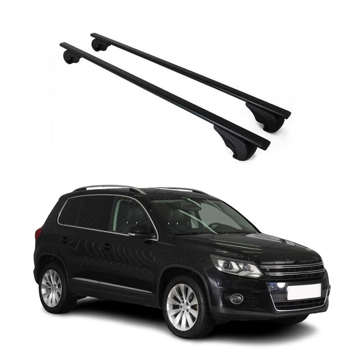 OMAC Dachträger Grundtäger kompatibel mit VW Tiguan mk1 2007-2016 75kg Metall Schwarz 2 TLG