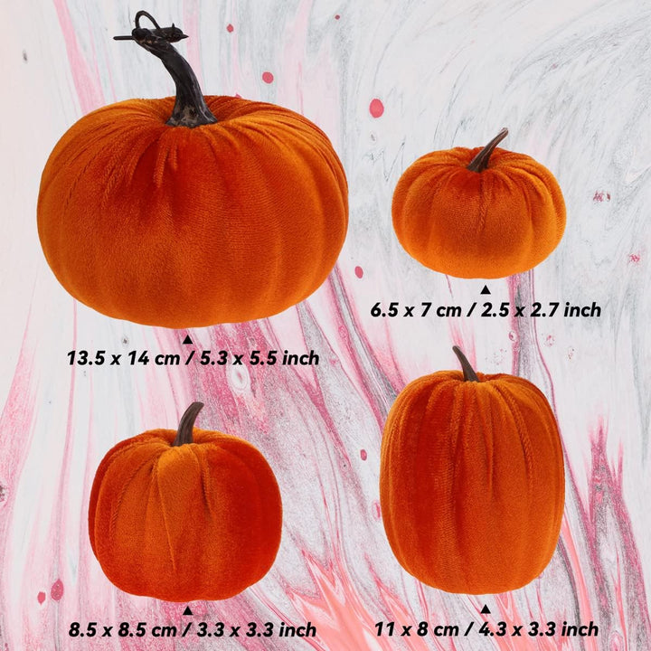 8 Stück Kürbisse Künstlich Gefälscht Orange Samt Tuch Herbst Ernte Halloween Zuhause Party Dekoratio