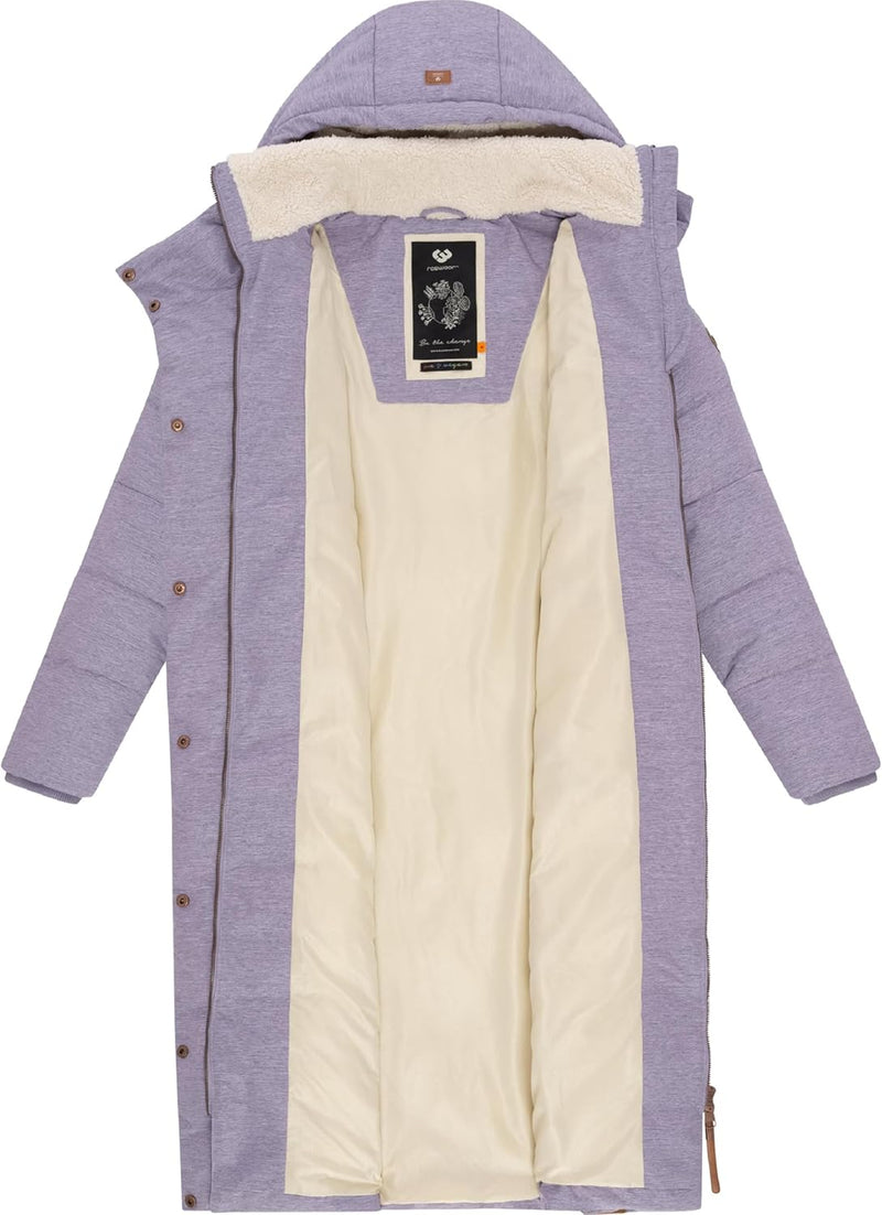 Ragwear Damen atmungsaktiver Wintermantel Warmer wasserdichter Steppmantel lang mit Kapuze Pavla Lon